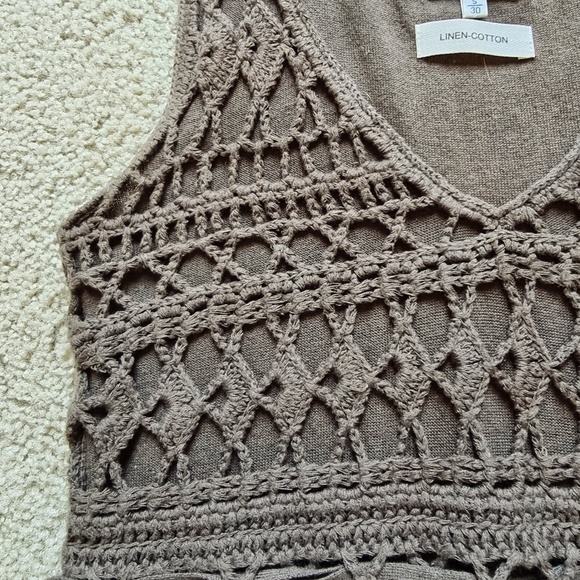 Massimo Dutti Maxi Dress Sz S Knit Khaki/Brown linen-cotton - Picture 4 of 8